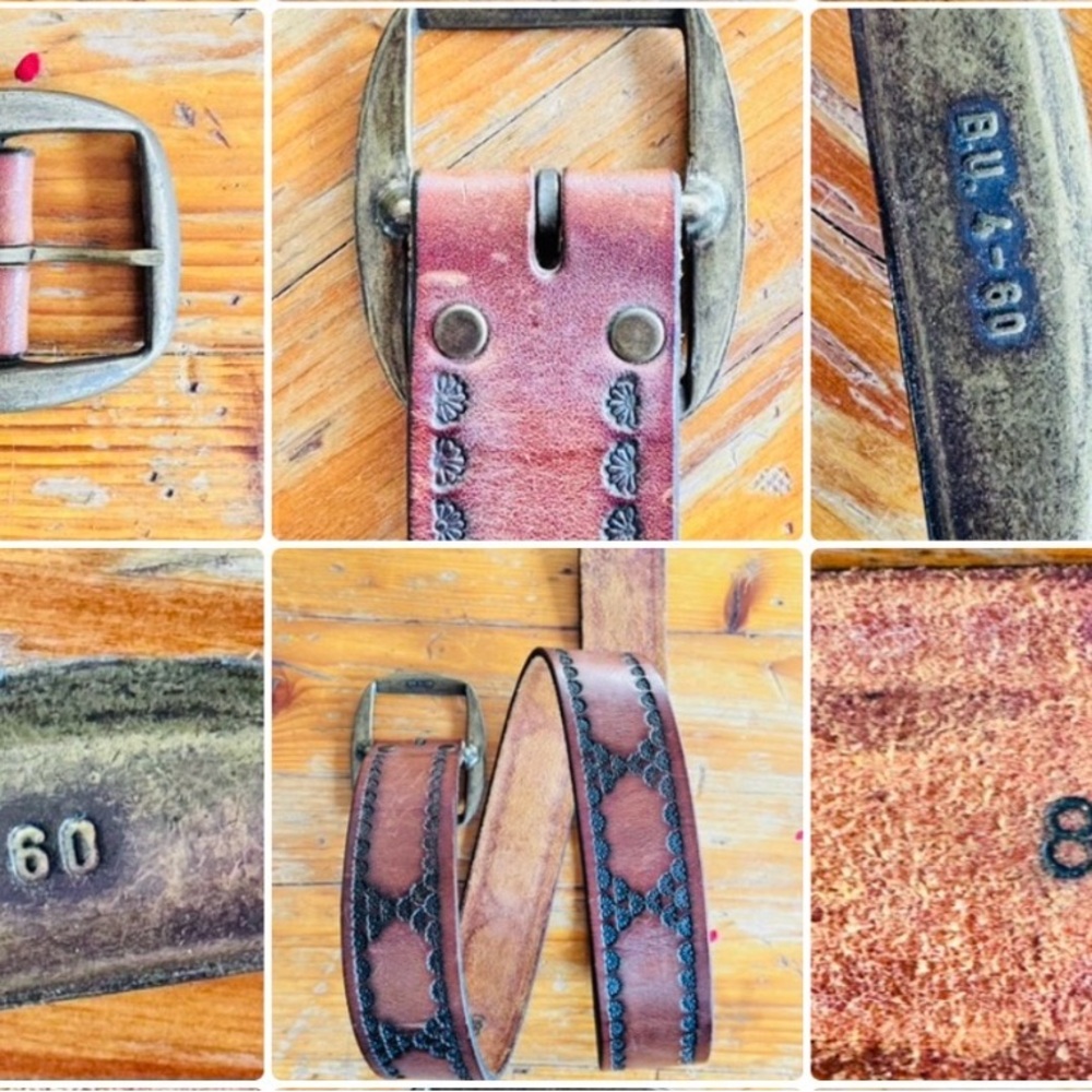 Vintage 90s Tooled Leather Belt Size 32 Western Boho - Picture 16 of 16